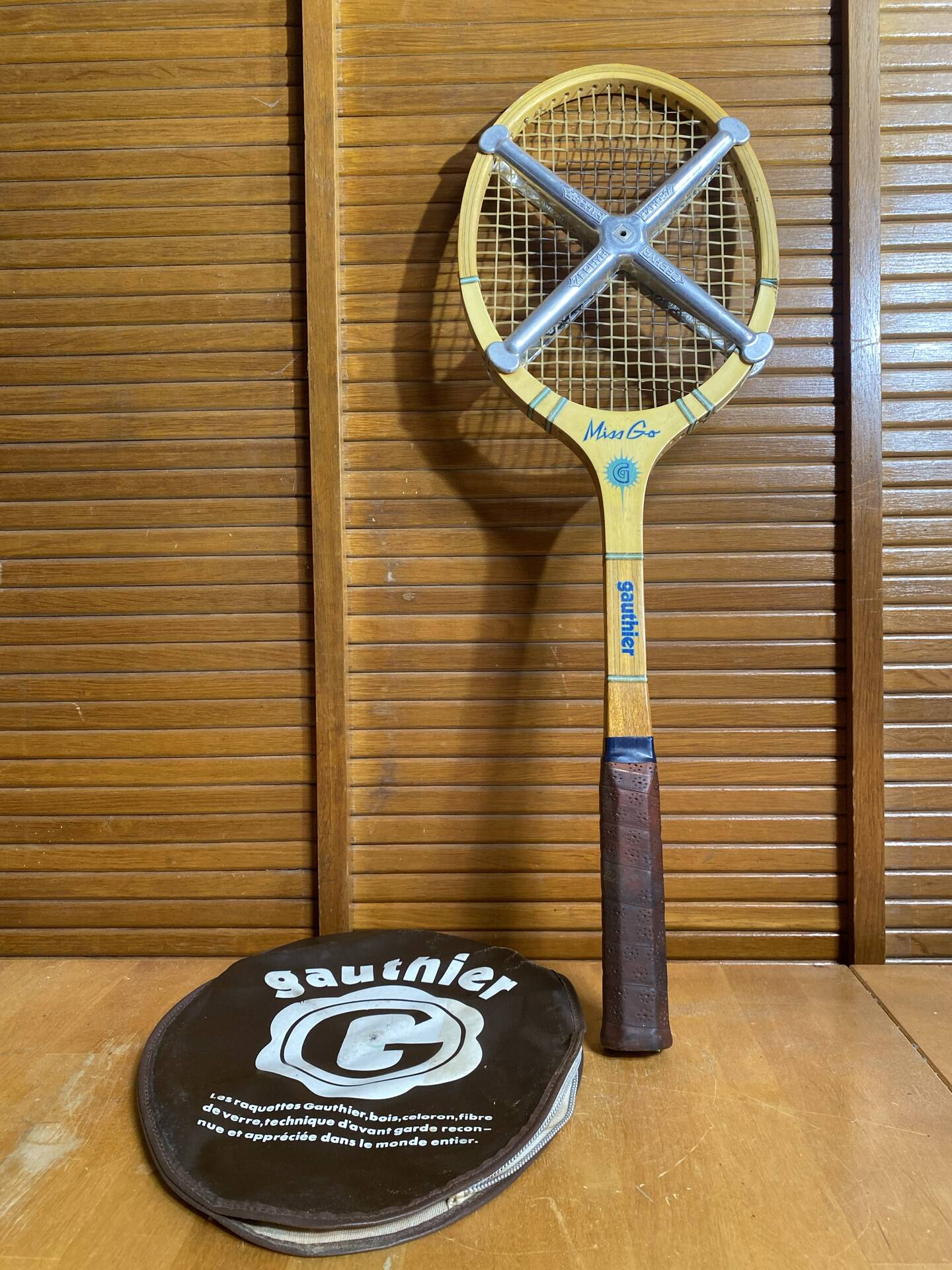 Vintage Tennis Racket GAUTHIER Miss Go Wood + Cover + Zephyr Vinta