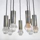 Vintage suspension lamp in chrome metal and glass 1970