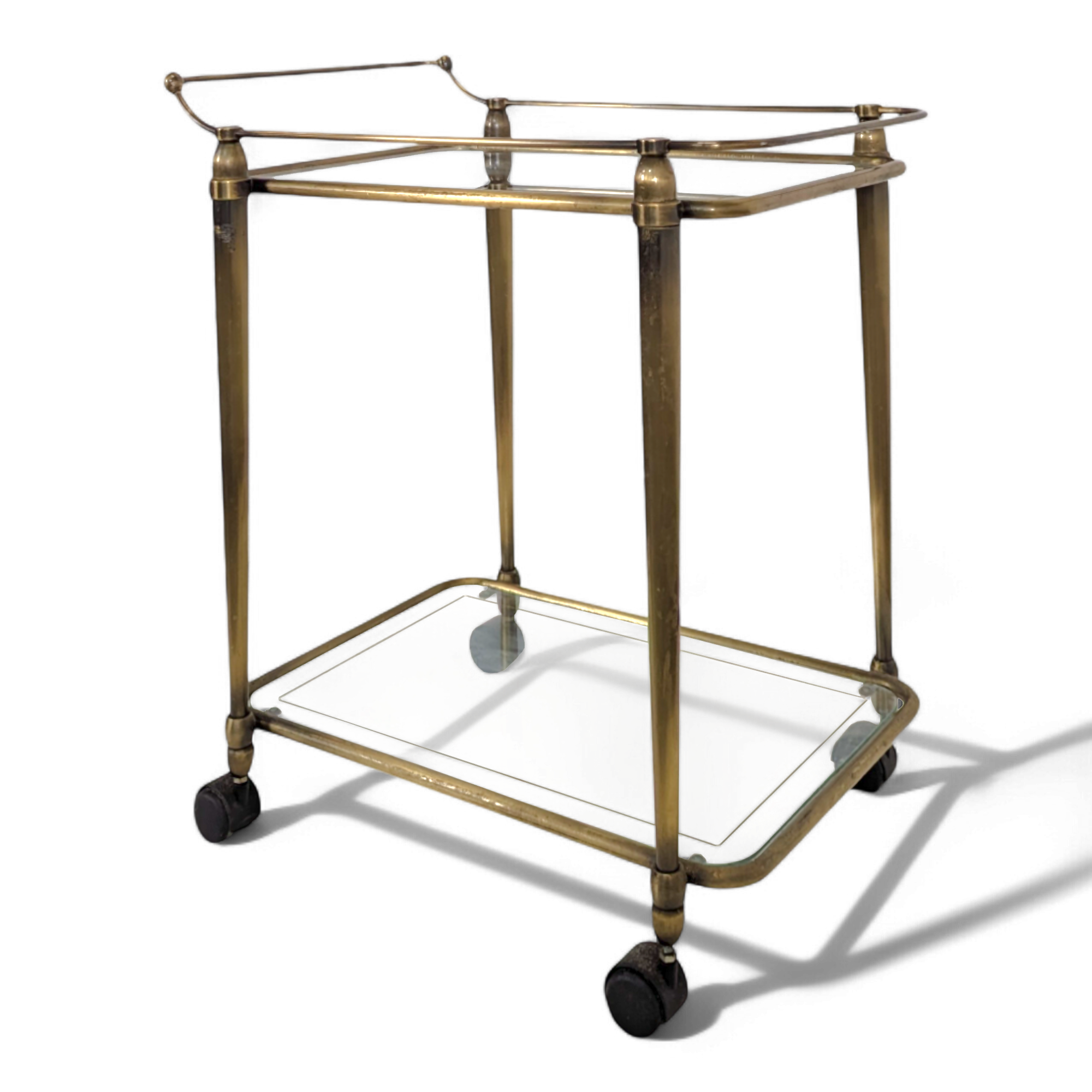 1950s brass rolling trolley