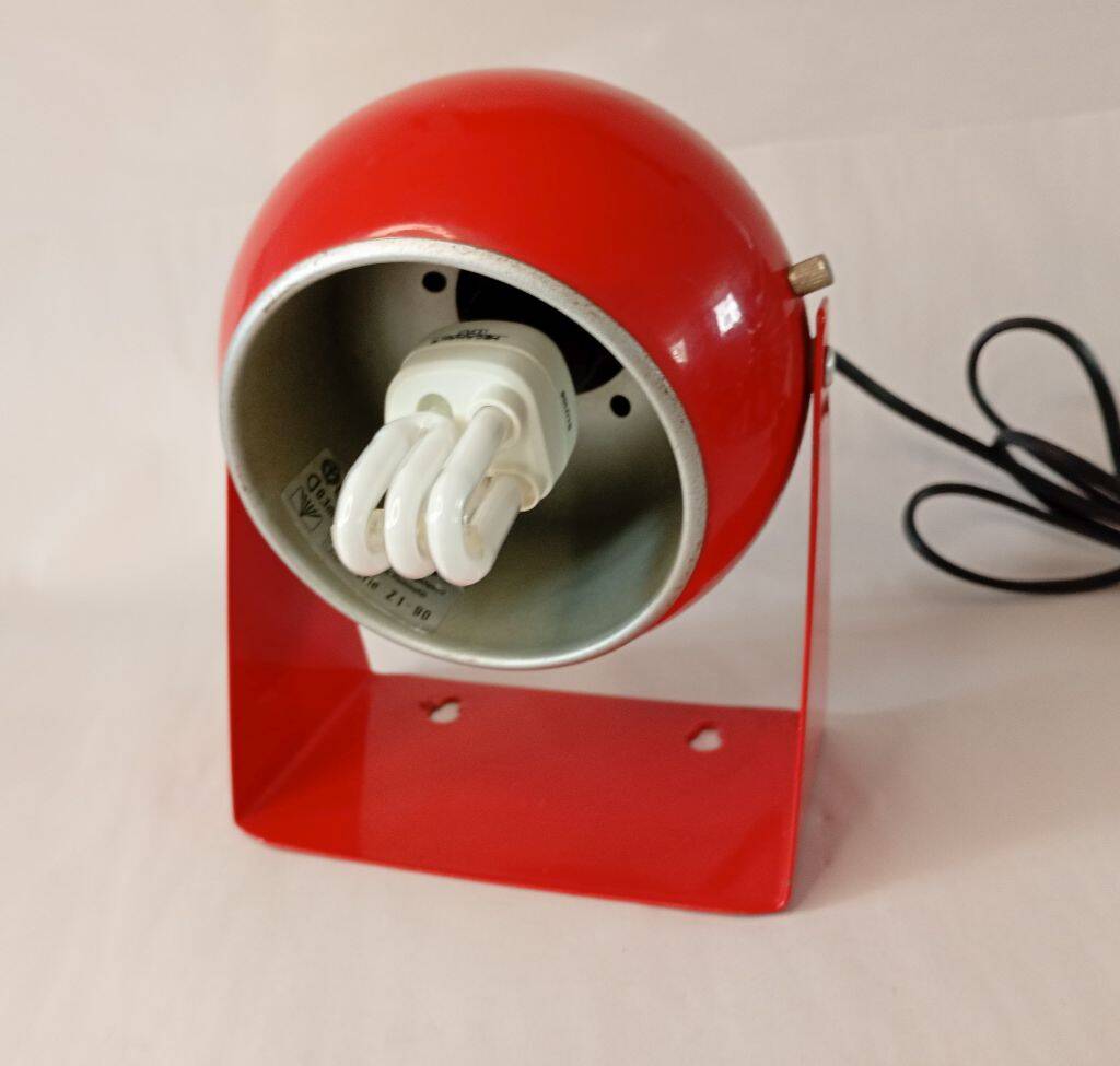 Vintage Red Eyeball Desk Lamp by Veneta Lumi – 1970s/1980s Space Age