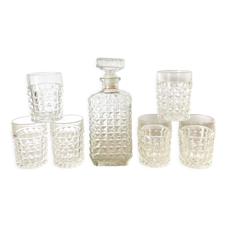 Carafe whisky service and 6 glasses