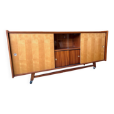 Enfilade vintage années 60 sur roulettes, style scandinave