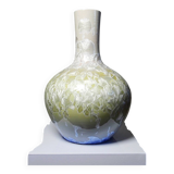 Vintage Jingdezhen Zhi porcelain globular vase with crystalline glazes.