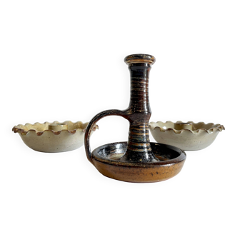 Vintage artisanal ceramic candle holders