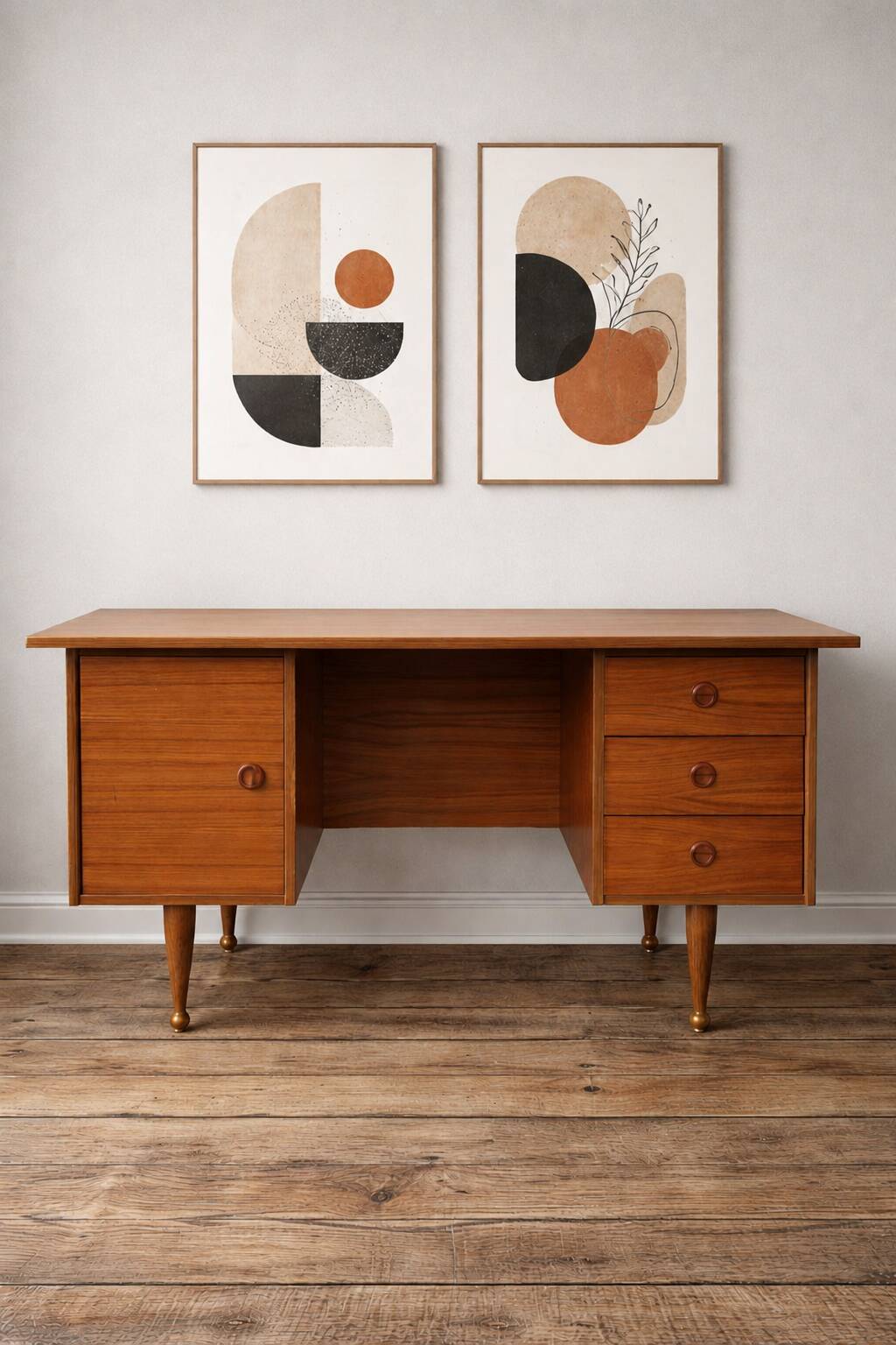 Vintage desk from the 60s in Scandinavian style.
