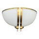 Pair of corner sconces in golden brass and matt opaline