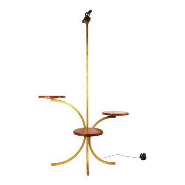 Lampe de sol avec étagère laquée par Robert Thibier