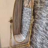 Vintage horse mirror in patinated steel with golden brass effect 1980