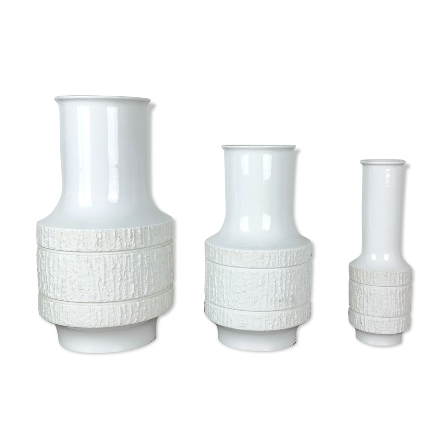 Set of 3 porcelain op art vase by Richard Scharrer for Thomas, Germany, 1970s