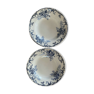 Set of 2 ironstone soup plates by Hippolyte Boulenger