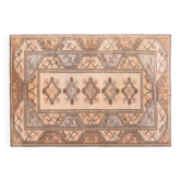 Tapis de sol vintage turc Oushak fait main en laine et coton beige des années 1970 163x232
