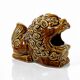 Vintage 60s-70s brown glazed ceramic Foo dog ashtray.