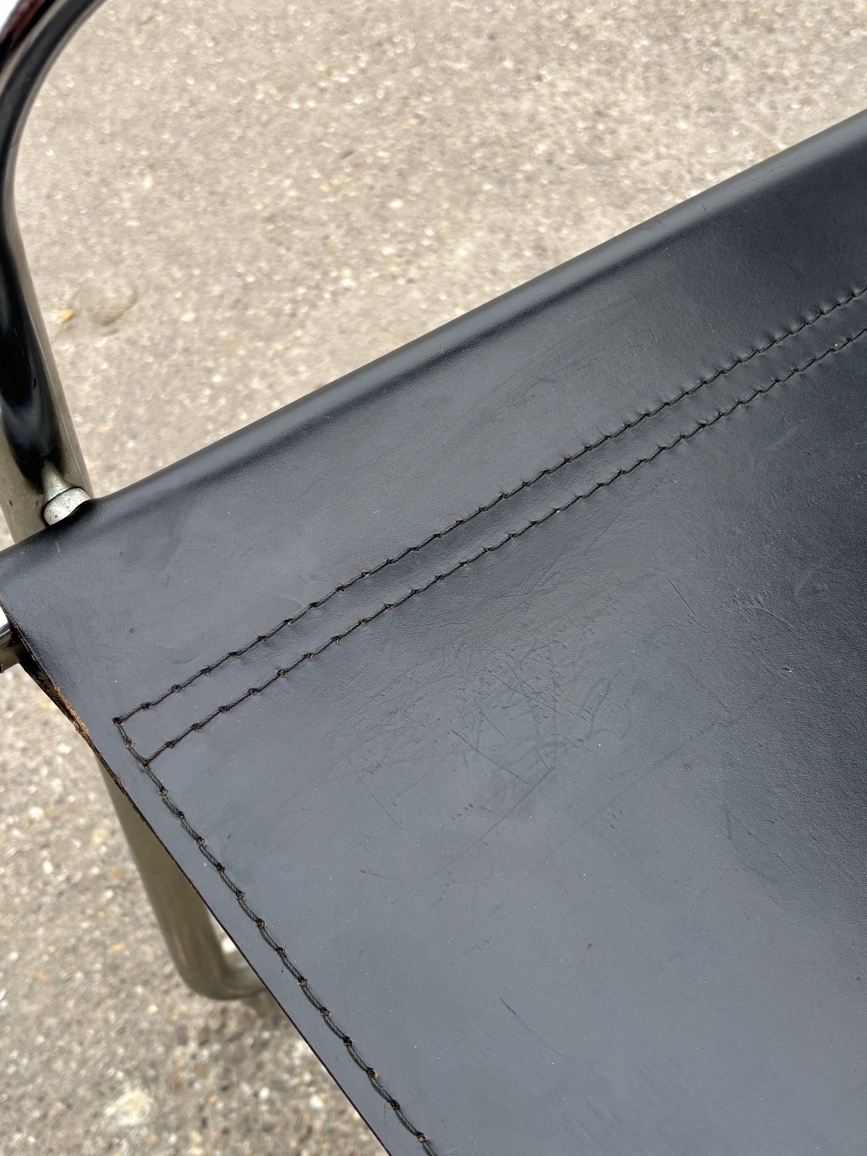 Vintage set of 4 tubular leather chairs style MG5 Grassi