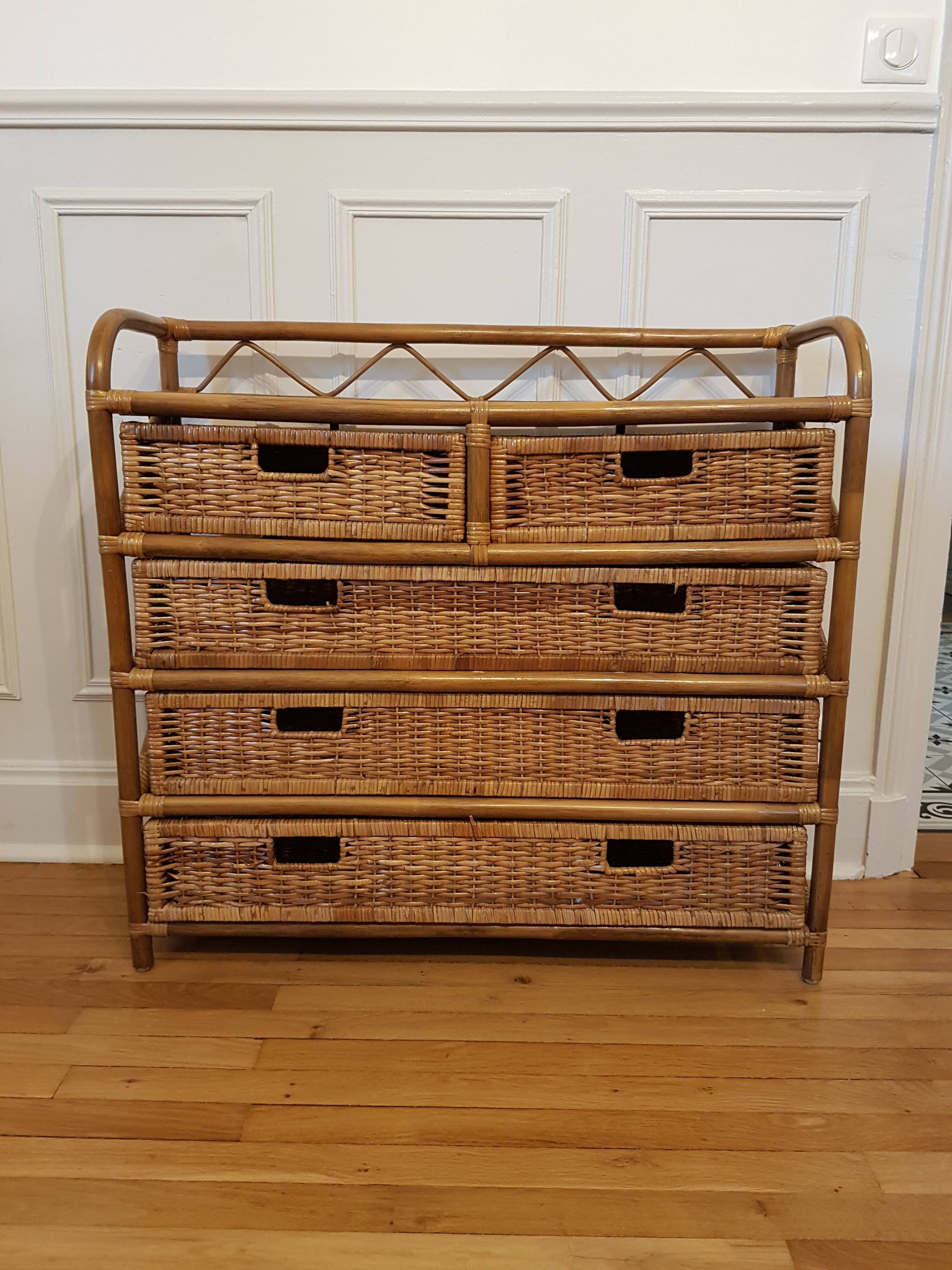 Rattan chest of drawers