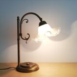 1960s brass and glass table lamp vintage
