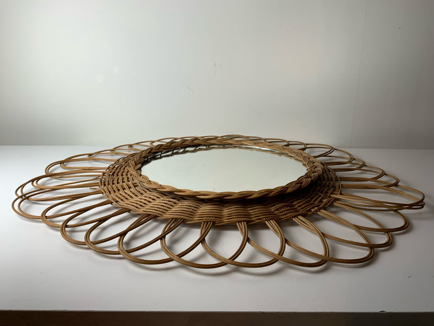 Vintage wicker mirror