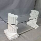 Glass top table with Greek column base