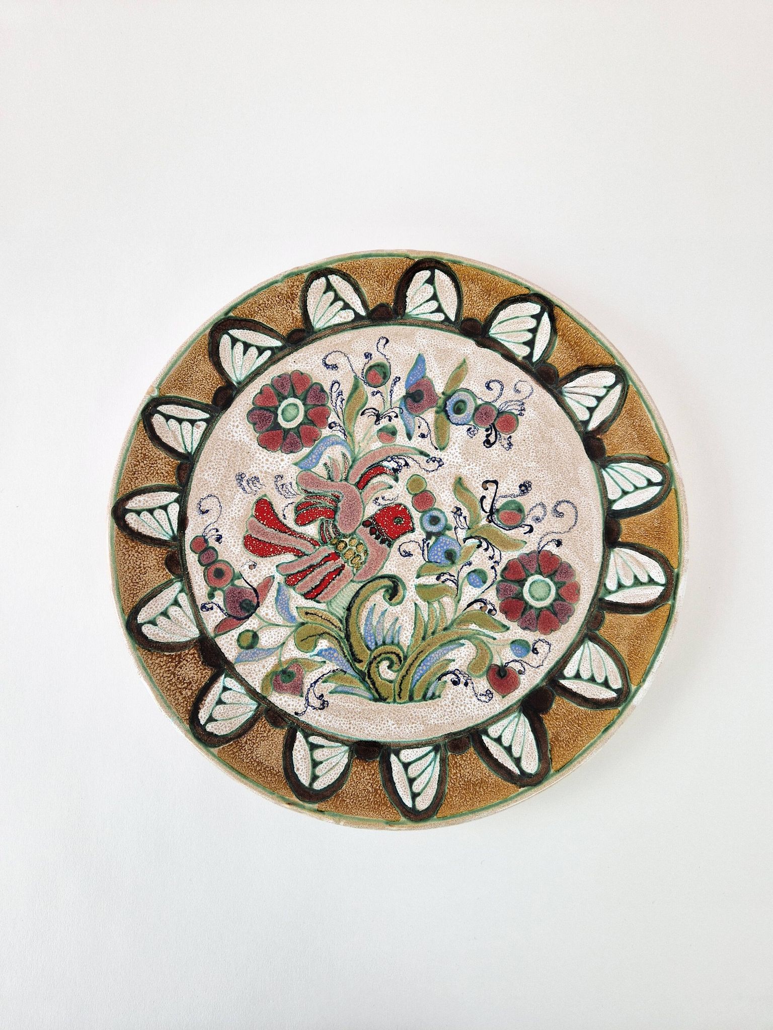 Large vintage ceramic wall dish by Elio Schiavon 1950