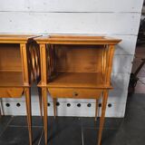 Bedside tables with compass legs in cherry wood