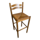 Antique turned wood high bar stool + vintage straw seat