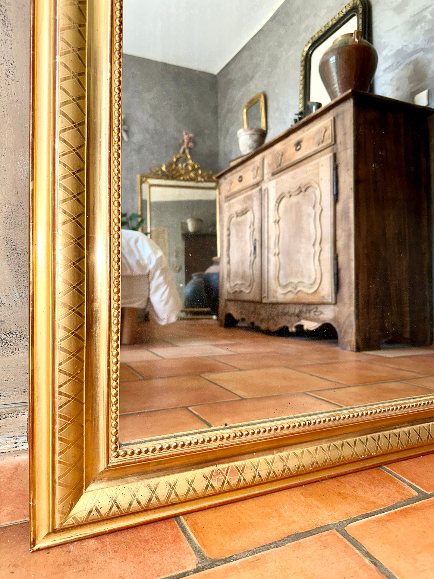 Louis-Philippe antique gilded mirror 19th century