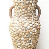 Terracotta and shell jar with handles for the terrace