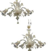 Large Venetian Murano Glass Chandeliers Set of 2