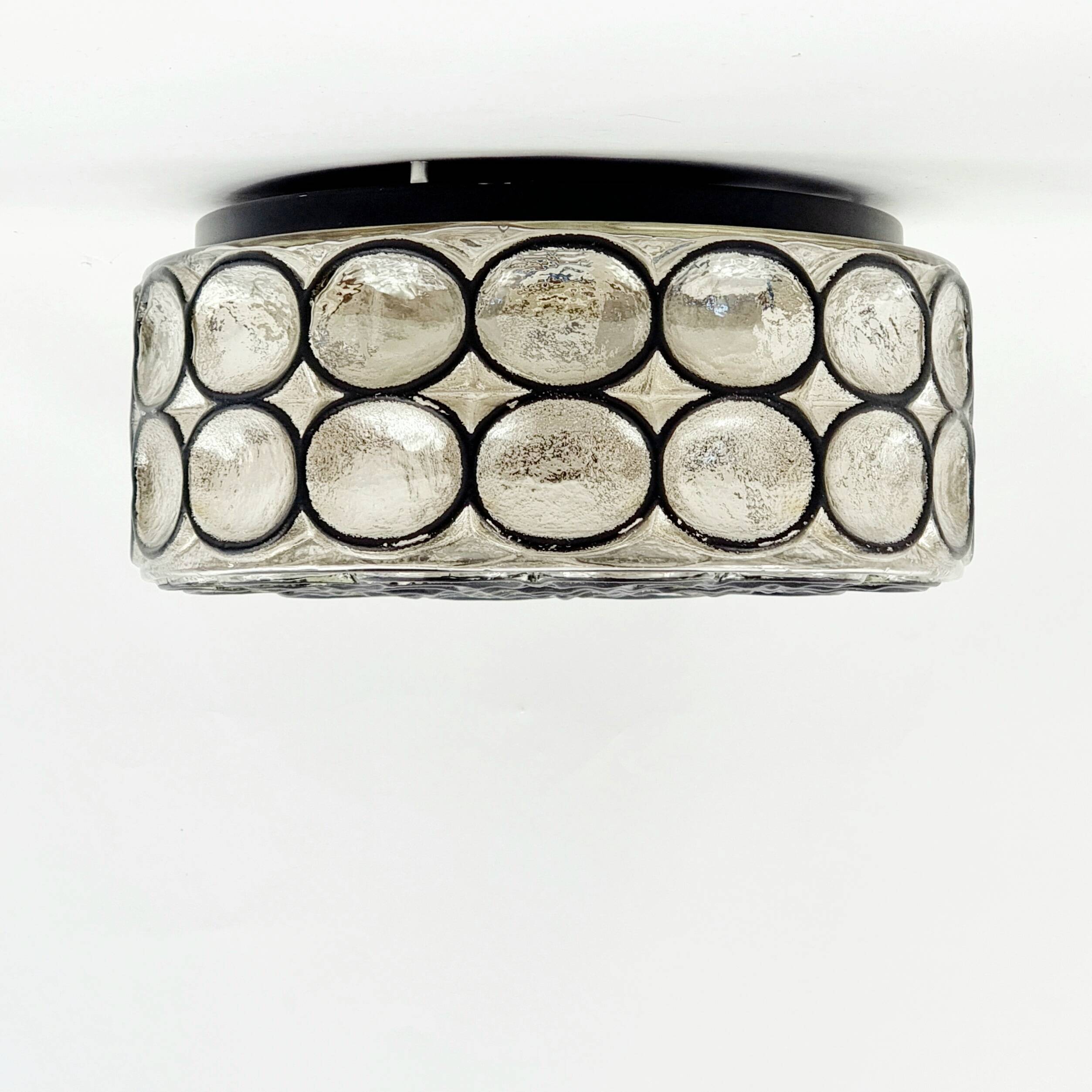 Large Mid-Century Modern Glass Ceiling Light from Limburg, Germany, 1970s