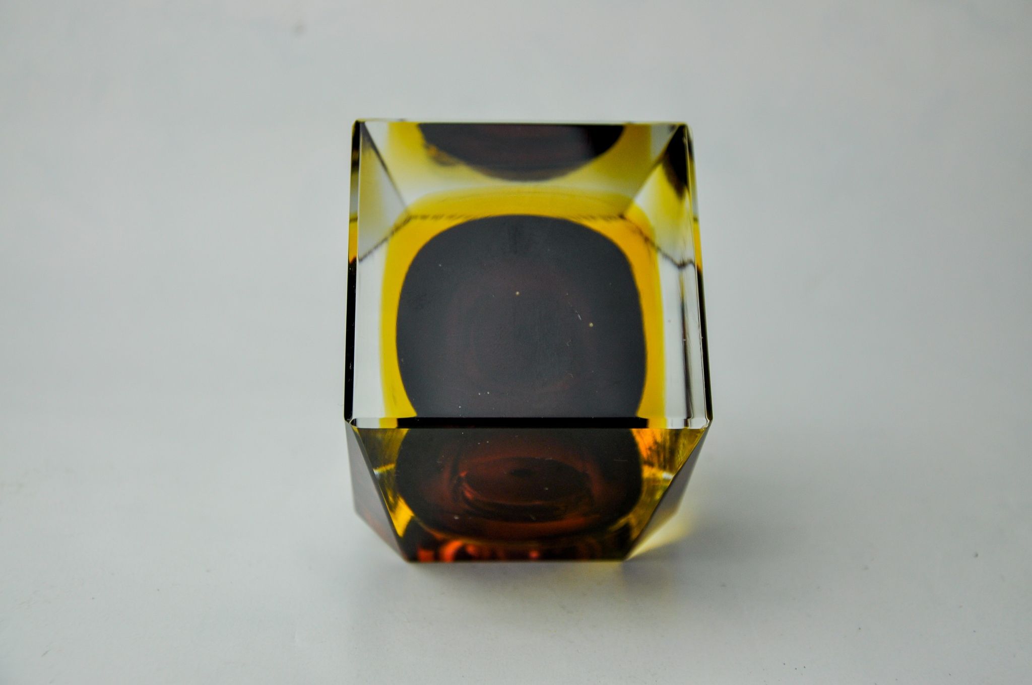 Red and yellow Sommerso lighter by Seguso, Murano glass, Italy, 970