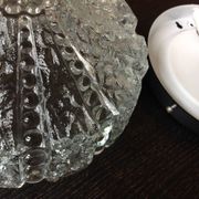 Plafonnier rond en verre bullé  / vintage années 60-70