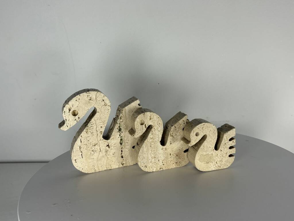 Swans Enzo Mari travertine for Fratelli Mannelli, Italy, 1970.