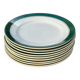 Dessert plates earthenware Digoin Sarreguemines Savoie green/gold, set of 9