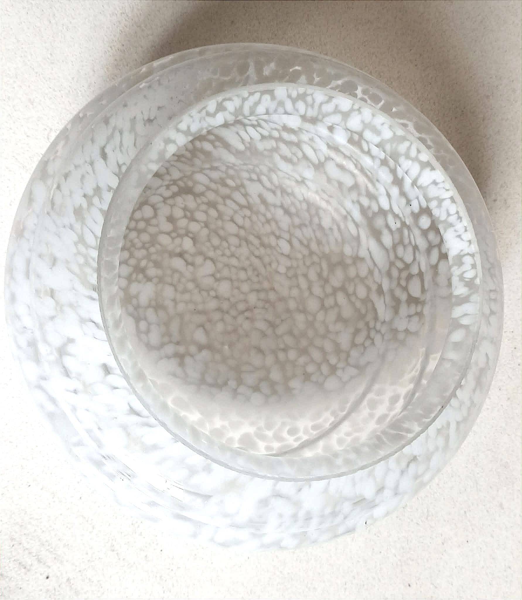 Art Deco Suspension Clichy Glass White Height 52 cm