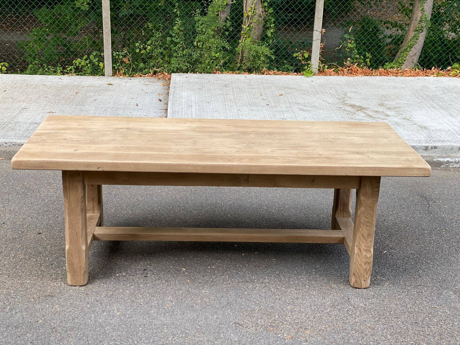 Farmhouse dining table stripped in solid raw oak 1930 - 216cm