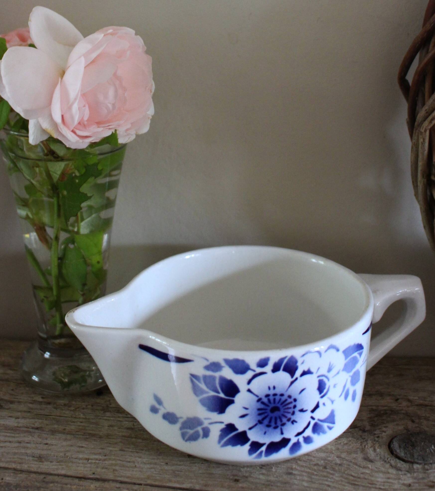 Saucière Fleur bleu Art Deco Saint Amand