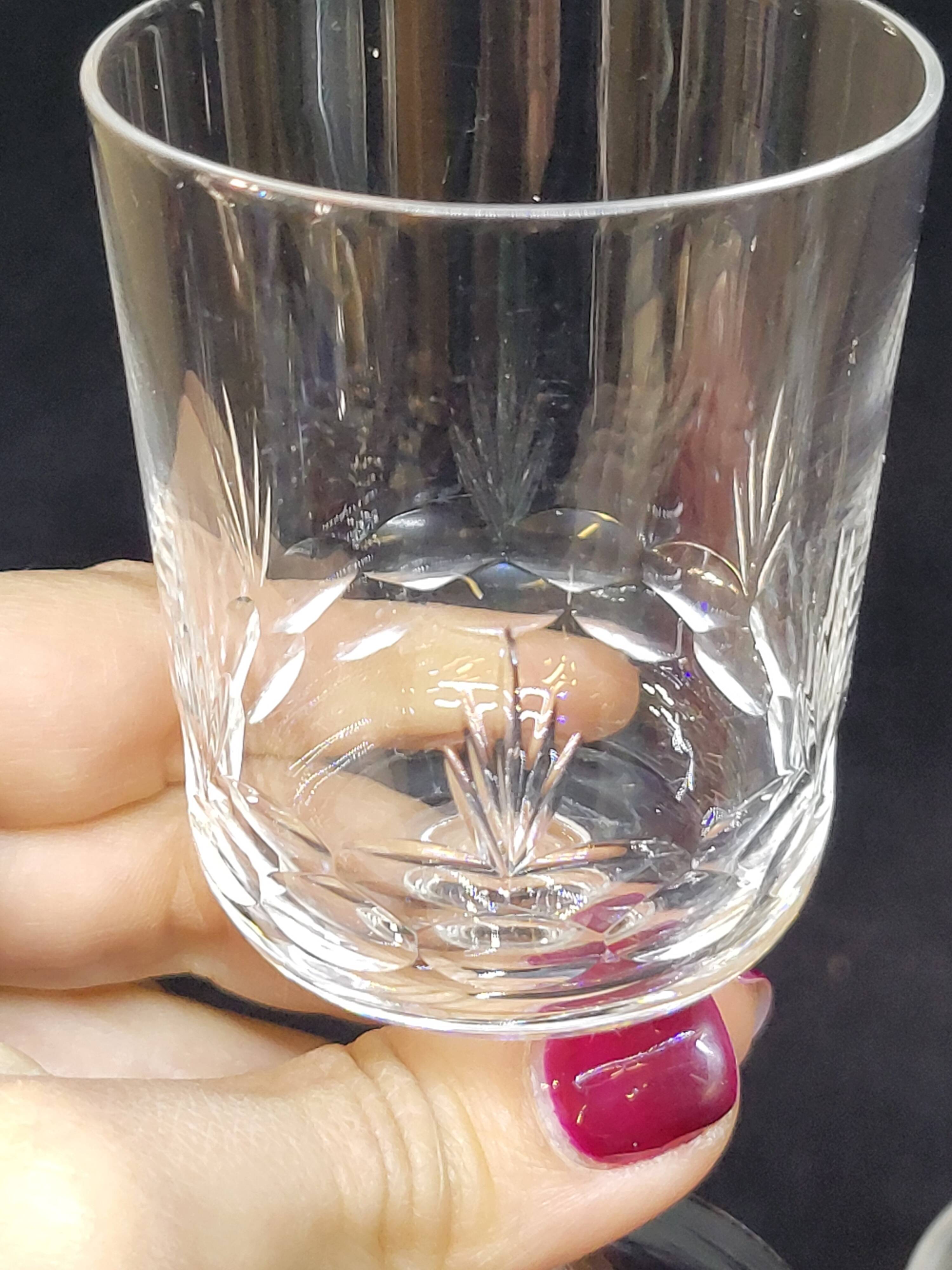 8 antique baccarat crystal wine glasses cut engraved 10742
