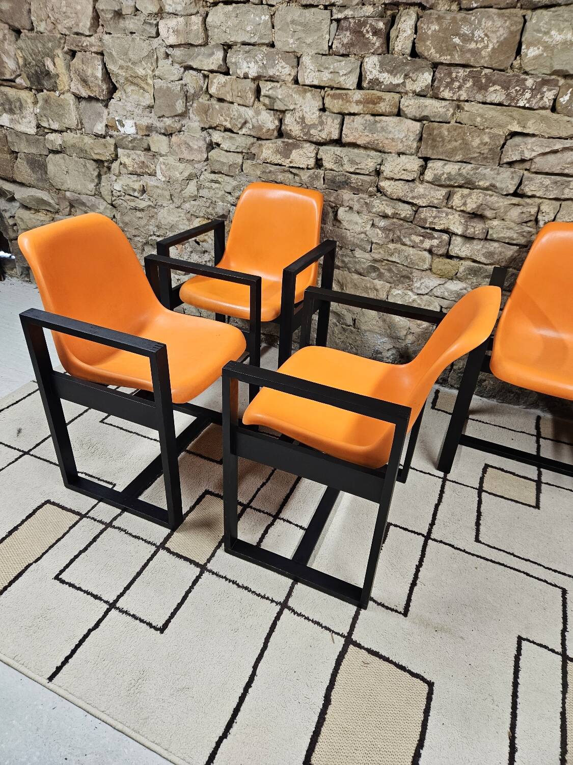 Set of 4 1970s Space Age armchairs