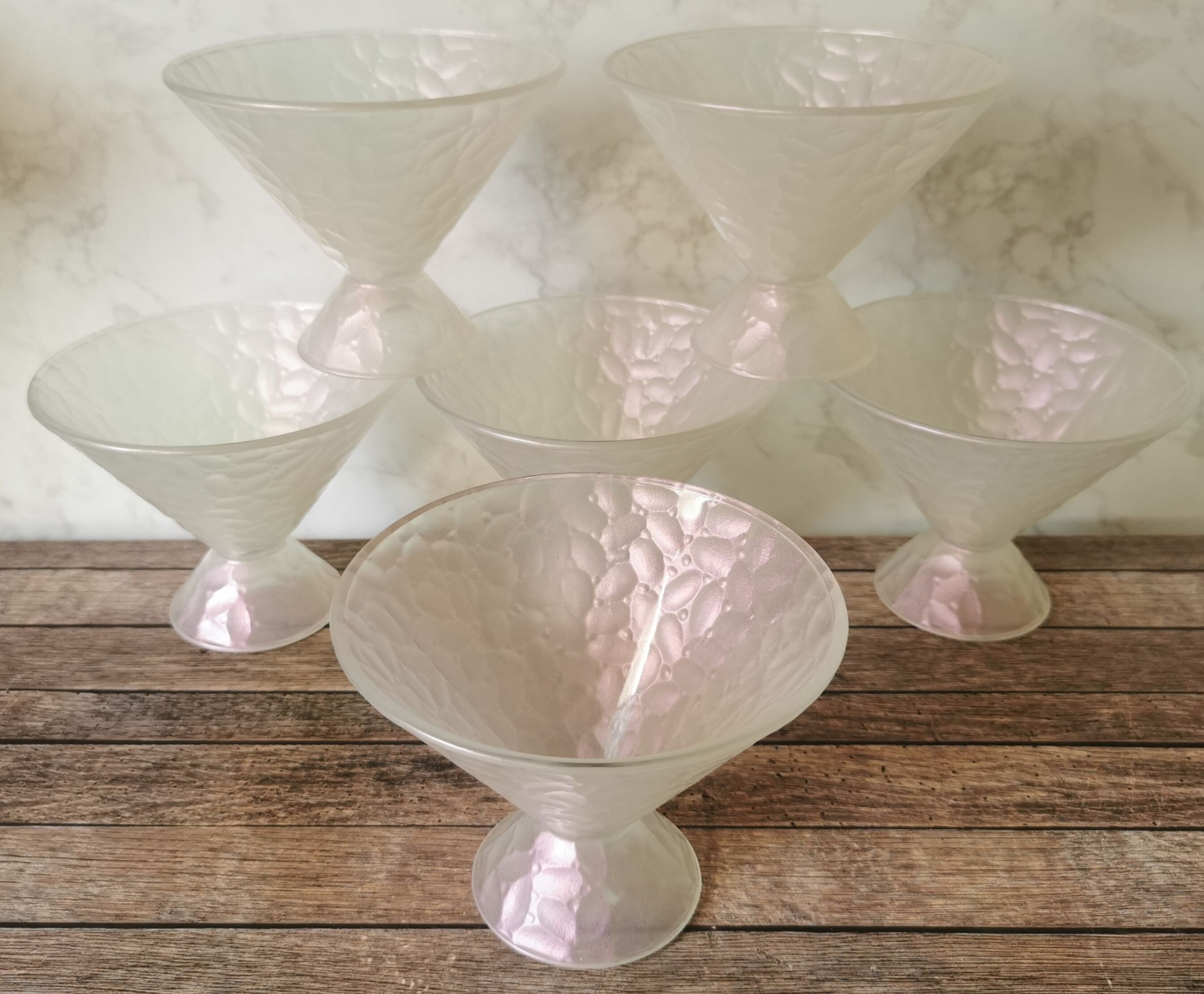Coupes à glace fruits verre irisé