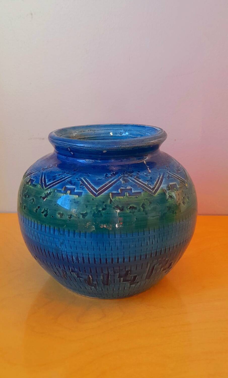 Remini blue vase Aldo Londi Bitossi 60s