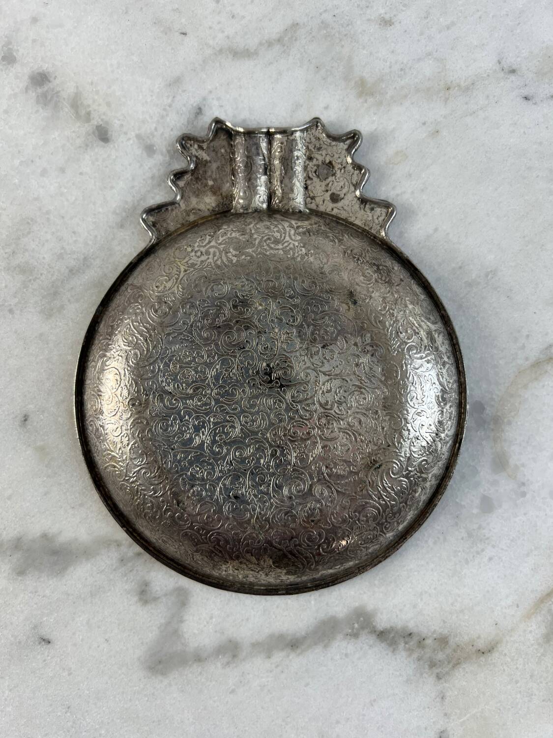 Antique silver-plated metal trinket tray