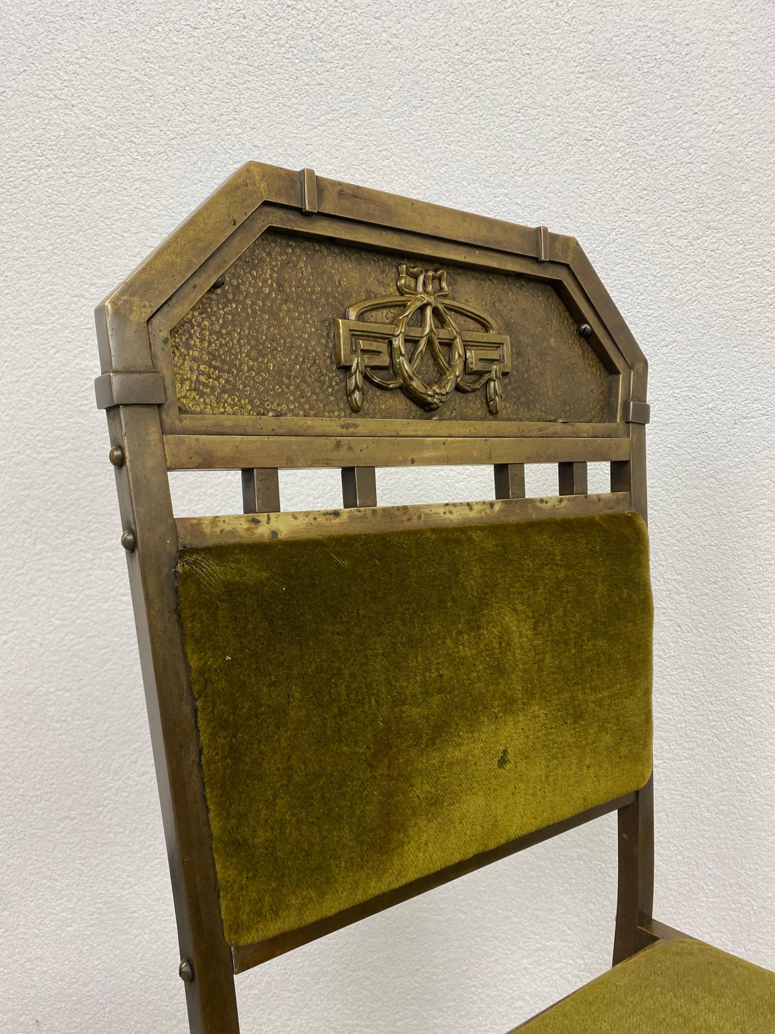 Art Nouveau chair in brass