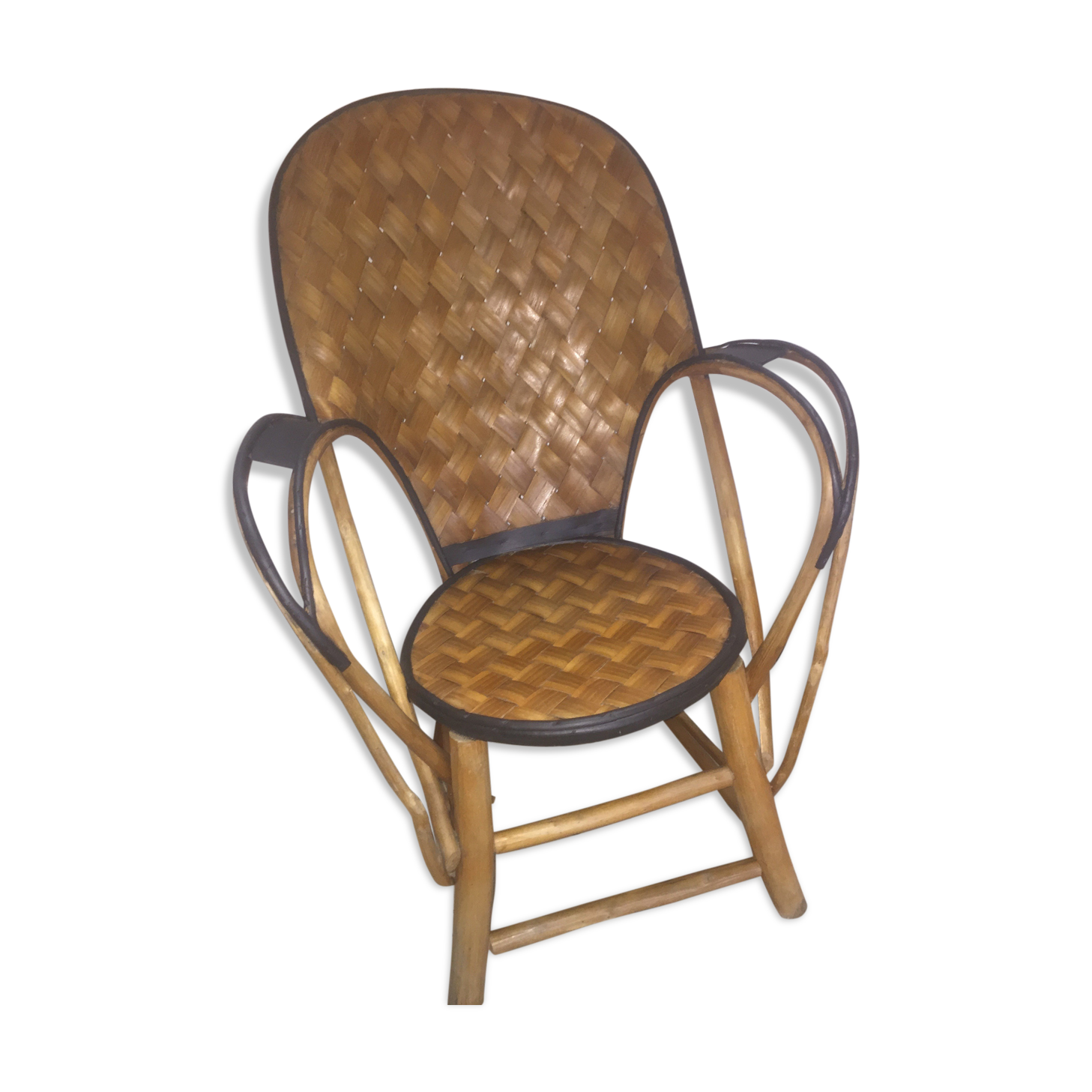 Fauteuil bambou écorce de châtaigner