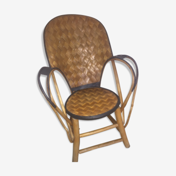 Armchair in bamboo and chestnut bark