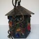 Peter Marsh porch lantern, colored glass, lead and Hammered Sheet metal, 1950s Arts & Crafts