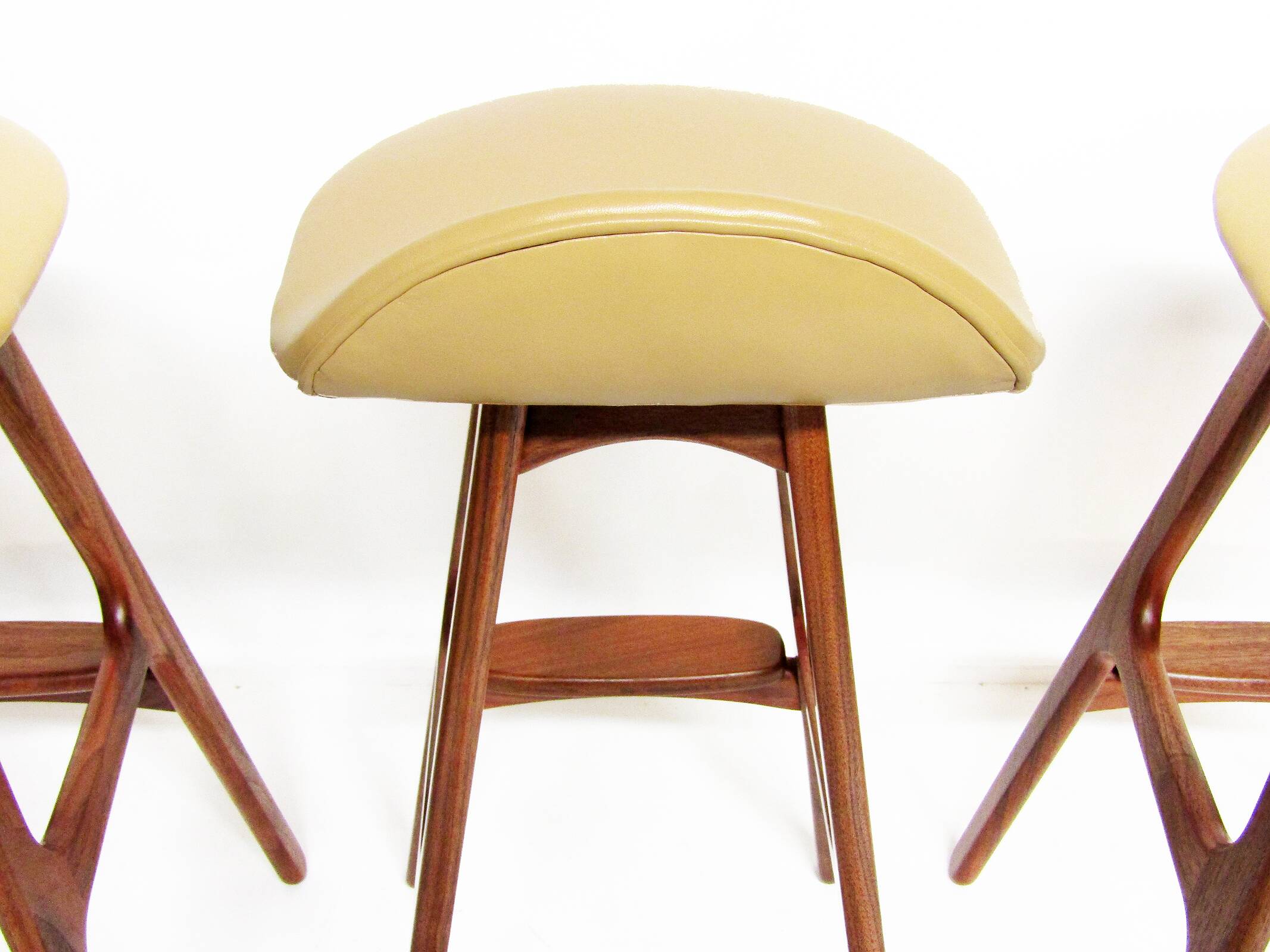 Three 1960s Danish Bar Stools In Rosewood & Leather by Erik Buch