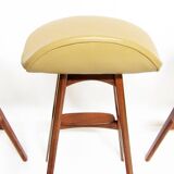 Three 1960s Danish Bar Stools In Rosewood & Leather by Erik Buch