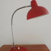 Lampe de Table Col de Cygne en Métal Rouge & Argent