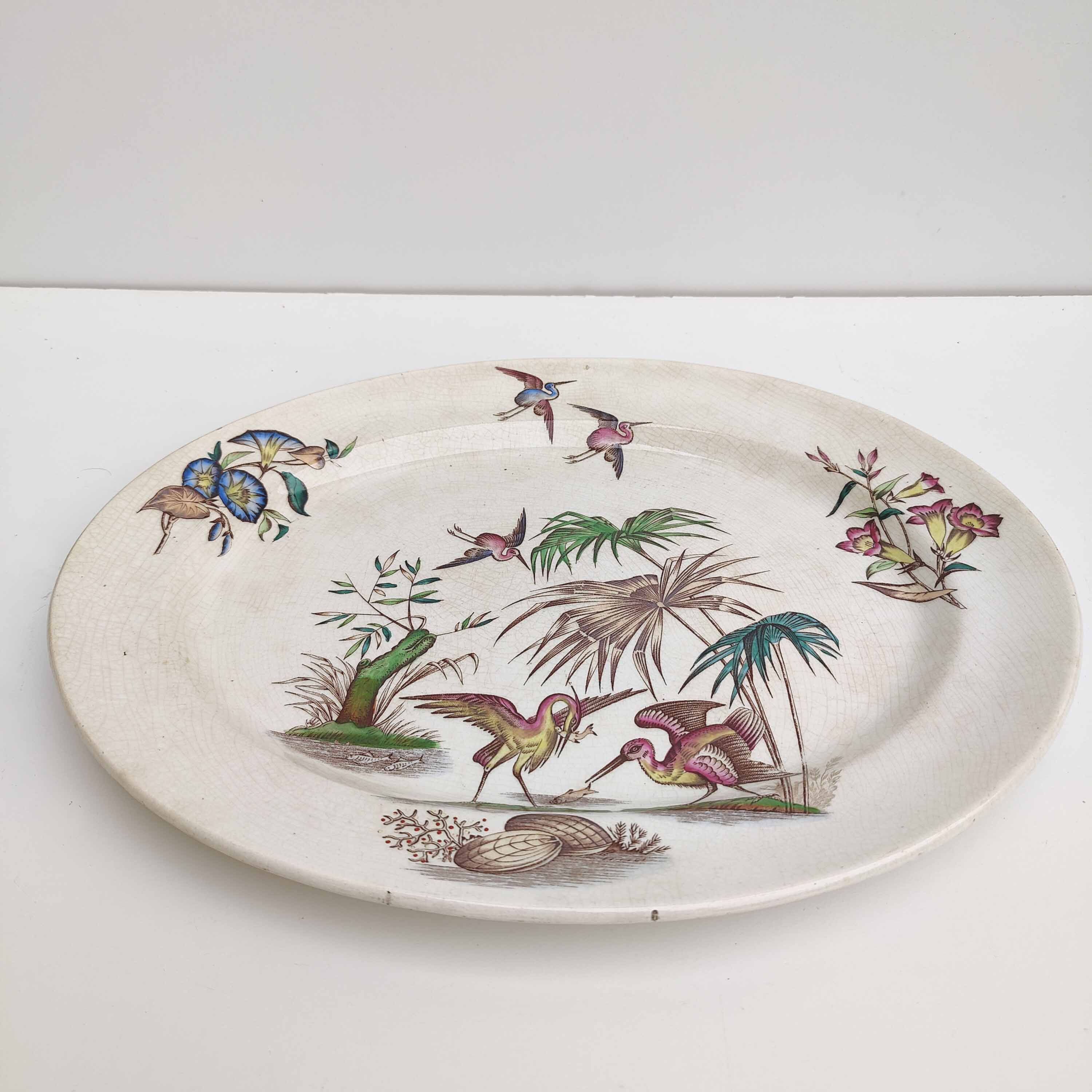 Porcelain dish decoration heron and bamboo