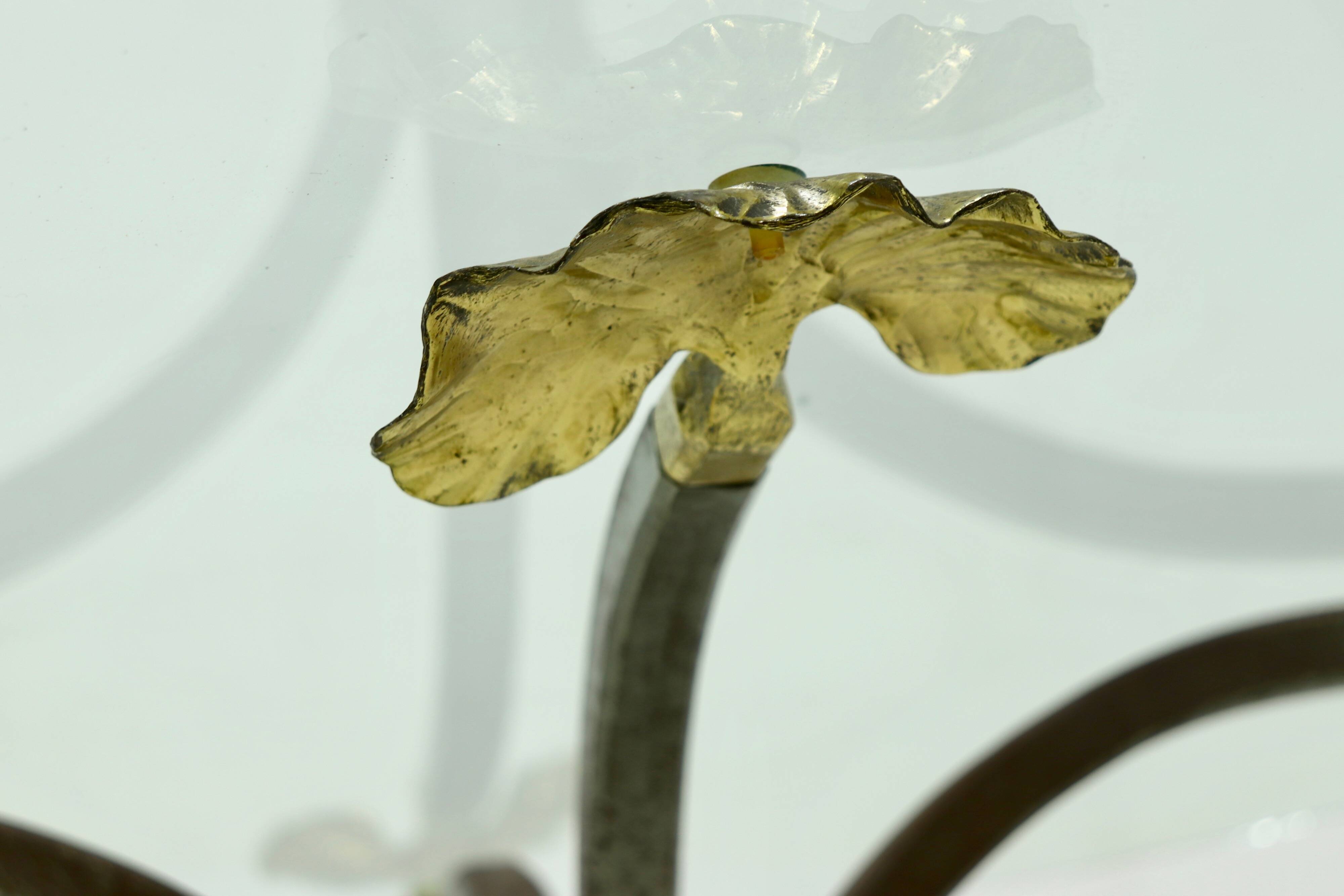 Coffee Table by Manfred Bredohl in Brass and Forged Iron 1970s