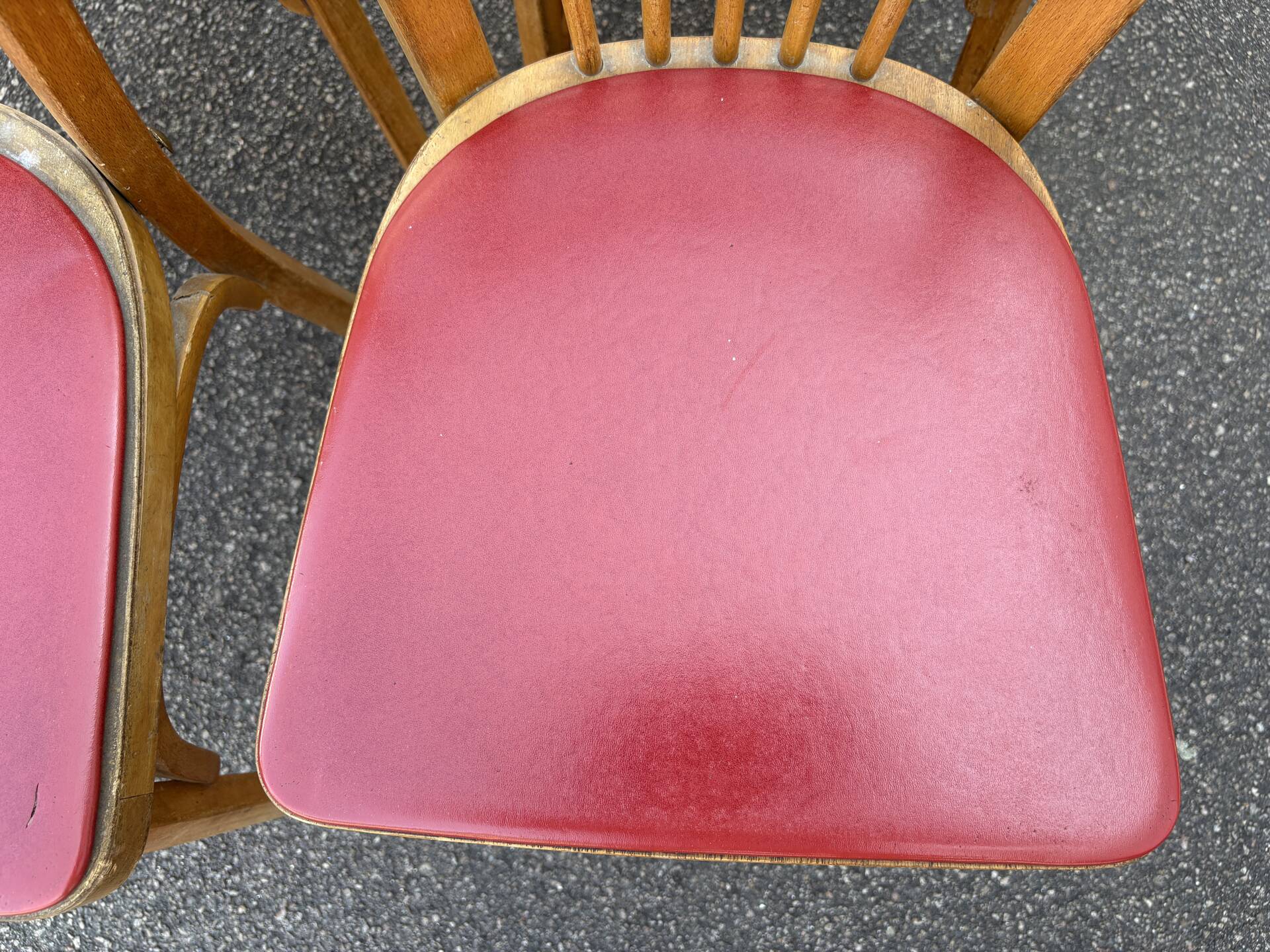 6 chaises baumann bistrot simili rouge